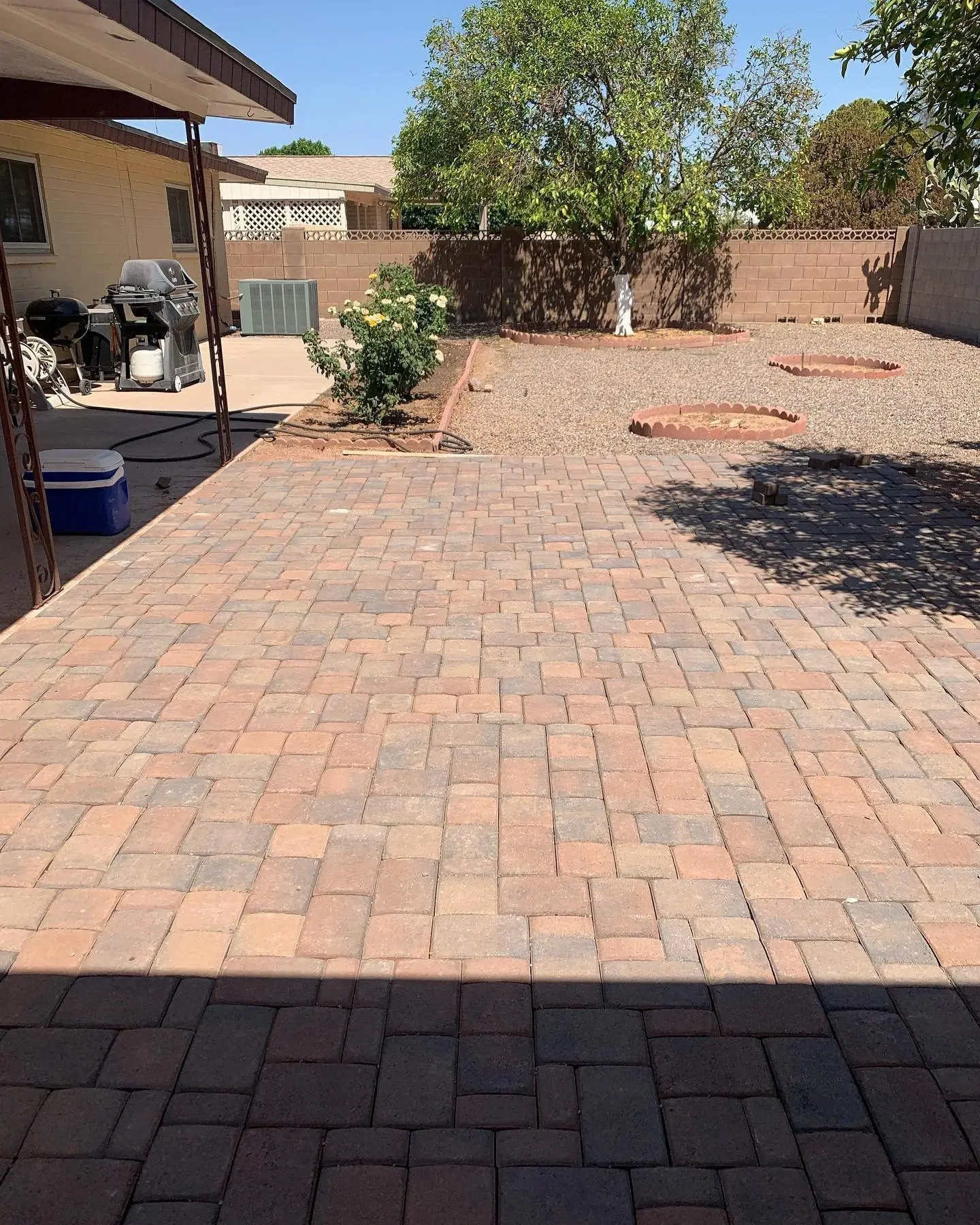 Finished backyard paver patio installation